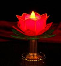 YM Copper Statue Lotus Electronic Candle Buddhist Lotus Golden Leaves 11 Cm High Christmas Decorations for Home Centro De Mesa D 2024 - buy cheap