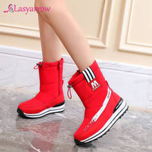 Lasyarrow Winter New Warm Comfortable Female Flats Platform Snow Boots Zipper Women Ankle Boots Casual Office Basic Shoes Woman 2024 - buy cheap