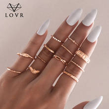 LOVR Vintage Gold Rings For Women Bohemian Ethnic Retro Crystal Flower Leaves Hollow Ring Set 2020 Knuckle Fashion Jewelry 2024 - buy cheap