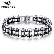FIREBROS 2022 Black Gold Silver Color Stainless Steel Titanium Motorcycle Bicycle Chain Bracelet Chunky Men Biker Jewelry Gift 2024 - buy cheap