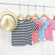 Children's clothing striped short-sleeved casual T-shirt 2020 summer new baby tops wild bottoming shirt WT63 2024 - buy cheap