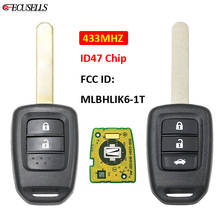 2/3 botão remoto chave do carro 433mhz id47 chip fcc id: MLBHLIK6-1T para honda XR-V sabedoria apto com lâmina sem corte hon66 2024 - compre barato