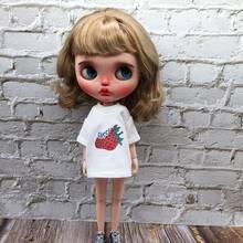 Одежда для кукол Blyth ручной работы, модное белое платье-футболка с принтом для 1/6 аксессуаров для кукол (подходит для куклы ob24 azone barbies blyth 1/6) 2024 - купить недорого