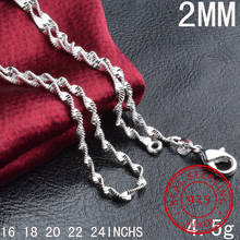 Collar de plata de ley 925 para mujer, Niña y niño, cadena de eslabones de onda de agua de Singapur trenzada, joyería Kolye de 16-24 ", 35cm-80cm 2024 - compra barato