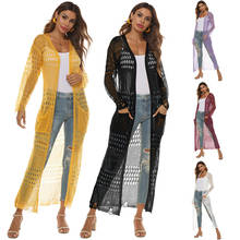 Large Sizes Dresses for Women Xxl Xxxl Robe Ete Femme 2022 Summer Woman Beach Dress Crochet Maxi Long Sleeve Beachwear NEW 2024 - buy cheap