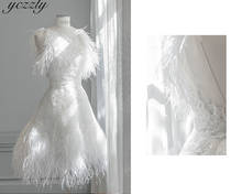 Vestido de noiva curto vestido de noiva de cristal vestidos de casamento de avestruz w70 2024 - compre barato