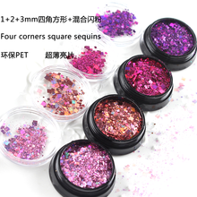 1+2+3 mm Holographic Colorful Nail MIXED Square Glitter Flakes 50 g PET 16 Colors Laser DIY Decorations Nails ART Sequins #FD136 2024 - buy cheap