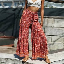 TEELYNN Wide Leg Pants for women cotton floral print summer Trousers High Elastic waist loose beach pants female Long Trousers 2024 - buy cheap