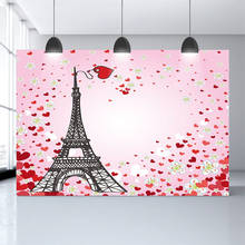 Mehofond Eiffel Tower Backdrop Paris Red Love Romantic Valentine's Day Decoration Photography Background Photo Studio Photocall 2024 - buy cheap