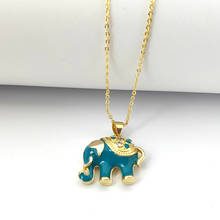 1Pcs New Design Filled Enamel CZ Micro Pave elephant Pendant Jewelry Women Fashion Charm Necklaces NK479 2024 - buy cheap