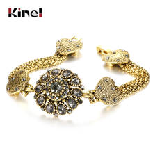 Kinel Luxury Boho Bracelet For Women Tibetan Antique Gold Color Grey Crystal Bangle Vintage Ethnic Wedding Jewelry 2024 - buy cheap