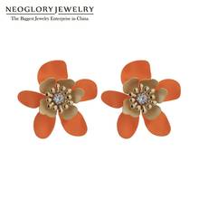 Neoglory Sunflowers Bright Enamel Stud Earrings for Women AAA CZ Korean Design Girl Stud Earrings Accessories Gift for Friend 2024 - buy cheap