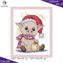 Joy Sunday Lovely Pig Cross Stitch DA293 14CT 11CT Counted and Stamped Home Decor Needlepoint Embroidery Pig Cross Stitch kits 2024 - buy cheap