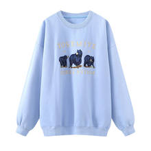 Oversize girls embroidery blue sweatshirts 2022 autumn fashion ladies elegant loose pullovers female cute sweatshirt women chic 2024 - buy cheap