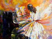 Music Piano Girl Impressionism Art Film Print Silk Poster Home Wall Decor 24x36inch 2024 - buy cheap