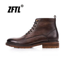 Zftl botas tipo vintage masculinas, botas de marca artesanal de amarrar, estilo retrô para homens, de alta qualidade 2024 - compre barato