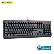 Teclado de jogos mecânico usb 104key, teclado para computador pc com iluminação de fundo, arco-íris redondo 2024 - compre barato