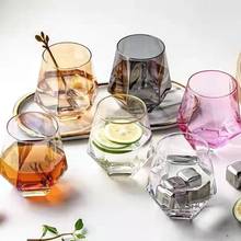 Geometry Whiskey Glass Diamond Crystal Glass Cup Golden Rim Transparent Coffee Milk Tea Mug Home Bar Drinkware Couple Glass Cup 2024 - buy cheap