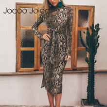 Jocoo jolee-vestido body feminino, vestido vintage de manga longa com estampa de cobra, vestido elegante, skinny, longo, festa, vestido de clube 2024 - compre barato