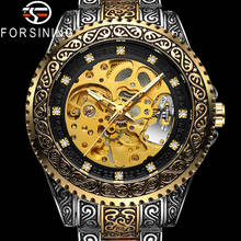 Forsining relógio de pulso mecânico masculino, relógio militar masculino de esqueleto para homens, marca de luxo em aço inoxidável 8213 2024 - compre barato