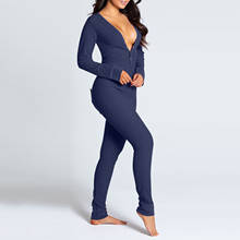 Pijama feminino com decote em v, peça única, frente e abotoado, pijama adulto, roupa de dormir, sexy 2024 - compre barato