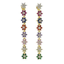 Gold Rainbow color flower Long drop earring 2020 Spring New daisy beautiful flower design colorful jewelry 2024 - buy cheap