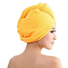 Tampão de microfibra para secagem de cabelo, chapéu super absorvente de secagem rápida, para banho, toalha quente, turbante para cabelos longos feminino 2024 - compre barato