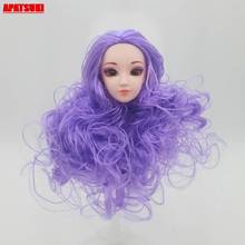 Boneca cabeça com roxo ondulado cabelo diy acessórios para 11.5 "boneca peruca cabelo compõem cabeças para 1/6 bjd boneca casa de bonecas crianças brinquedos 2024 - compre barato