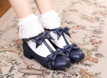 Japanese sweet lolita shoes kawaii girl tea party princess kawaii shoes student retro lace bowknot women shoes loli cosplay cos 2024 - buy cheap