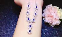 Natural sapphire necklace, new style, from China mining area, 925 silver, Hong Kong design 2024 - buy cheap