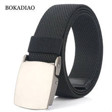 BOKADIAO Men&Women fashion Metal buckle Stretch elastic nylon canvas belt casual jeans waistband Military black belts male strap 2024 - buy cheap