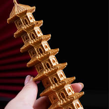 Estátua de buda para decoração de casa, 16cm caixa de madeira escultora de pagode com sete camadas, torre de estudo, decoração de feng shui, torre de madeira, decoração de casa 2024 - compre barato