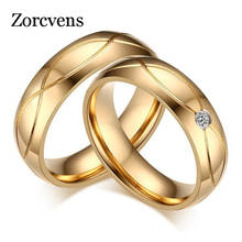 KOtik 2022 Hot Wedding Bands Rings For Women Men Gold-Color Stainless Steel Engagement Ring 2024 - buy cheap