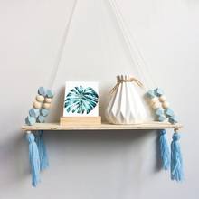 Tassels Octagonal Beads Hanging Wooden Board Storage Shelf Rack Nursery Decor 2024 - buy cheap