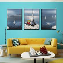 Estilo nórdico niños habitación decoración lienzo Arte Vela barco paisaje pintura abstracta decoración del hogar carteles e impresiones imágenes de la pared 2024 - compra barato