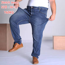 Pantalones vaqueros de cintura alta para hombre, Jeans grandes de talla grande 46 48 Plus, elásticos, holgados, azules 2024 - compra barato