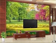 Mural fotográfico personalizado 3d, papel tapiz verde, hoja colorida, bosque, flores, paisaje, decoración del hogar en la sala de estar, papel tapiz para paredes 3 d 2024 - compra barato