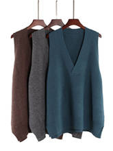 2020 Women Sweater Vest Oversize V Neck Pullover Sweater Medium Long Knitted Jumper Top Basic Waistcoat Vest For Women PZ3067 2024 - buy cheap