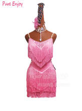 Rhinestone Latin Dance Dress Women pink Lace Club Party Dancer Singer Entertainer Fringe Dress Customization Tassel Skirt 2024 - buy cheap