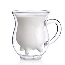 Taza de leche de doble capa para niños, recipiente de vidrio resistente al calor, transparente, para leche, bebida, agua, zumo, café 2024 - compra barato