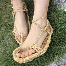 Zapatos de paja de estilo chino Retro Unisex, sandalias de uso diario al aire libre, regalo de cumpleaños para hombre y mujer, 1 par, novedad de verano 2020 2024 - compra barato