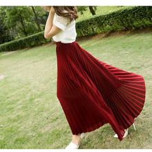 2020 High Waist Summer Chiffon With Belt Long Pleated Skirt Jupe Femme Navy Blue Pink Women Skirts Saia Faldas 2024 - buy cheap