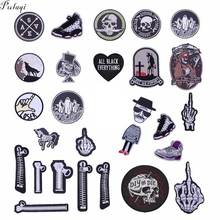 Pulaqi Fashion Skull Iron On Patches For Clothing Cool Punk Parch Embriodered Badges DIY Bags For Men Clothes F 2024 - buy cheap