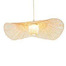 New Chinese style bamboo wicker rattan visor ceiling lamp E27 lamp lantern living room room aisle lamp 2024 - buy cheap