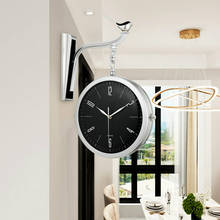 Большие креативные настенные часы в скандинавском стиле, двусторонние декоративные часы для гостиной с механизмом, бесшумные часы из розового золота, нечеткий подарок 2024 - купить недорого
