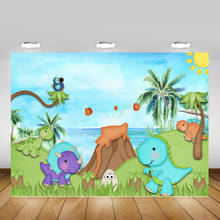 Fondo de dibujo animado de dinosaurio para fotografía, pintura al óleo de mar, Fondo de recién nacido para Baby Shower, acuarela, jungla salvaje, sesión fotográfica volcanica 2024 - compra barato