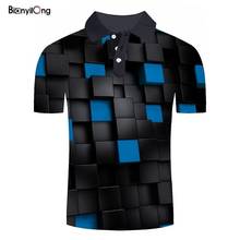 BIANYILONG 2019 SummerBlue square 3D Printed Polo Shirt Men Short Sleeve Casual Men Shirts Slim Fit Polo Homme Mens Polos tops 2024 - buy cheap