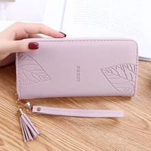 2020 new leaves ladies hand wallet long wrist bag large capacity mobile phone bag multifunctional female zipper change bit 2024 - buy cheap