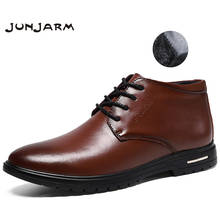 JUNJARM Men Boots Men Winter Shoes Warm Ankle Botas Hombre For Leather Winter Boots Shoes Men Plush Winter Sneakers Mens Size 48 2024 - buy cheap