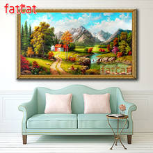 FATCAT Mountain forest scenery house Large Diy Diamond Painting Full square round drill 5d Diamond Embroidery Kit Mosaic AE2645 2024 - buy cheap